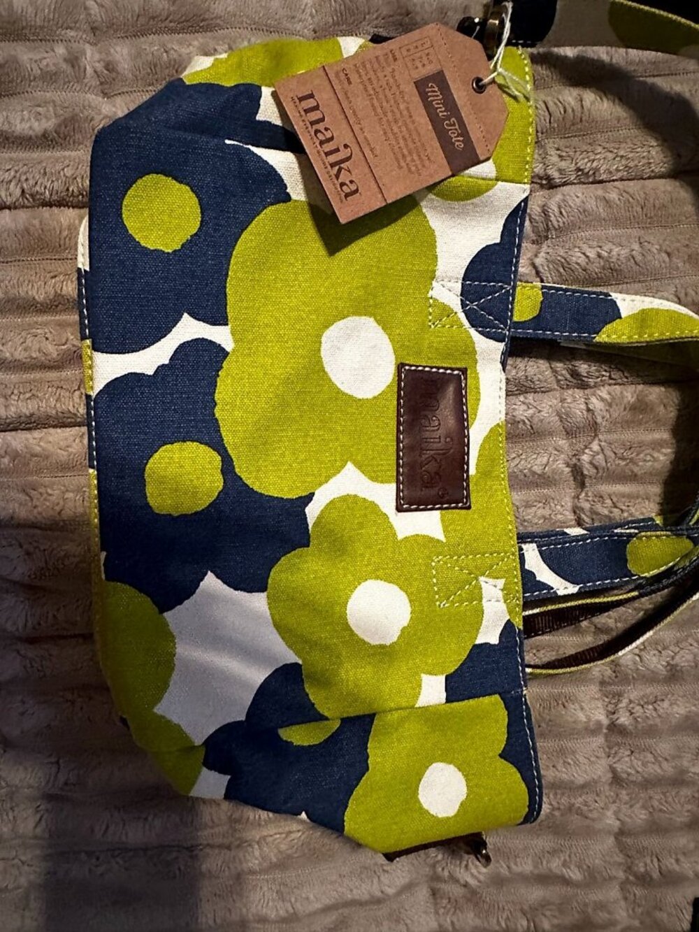Maika Goods Mini Tote Crossbody / Shoulder Tote, Blue, Green and White Floral
